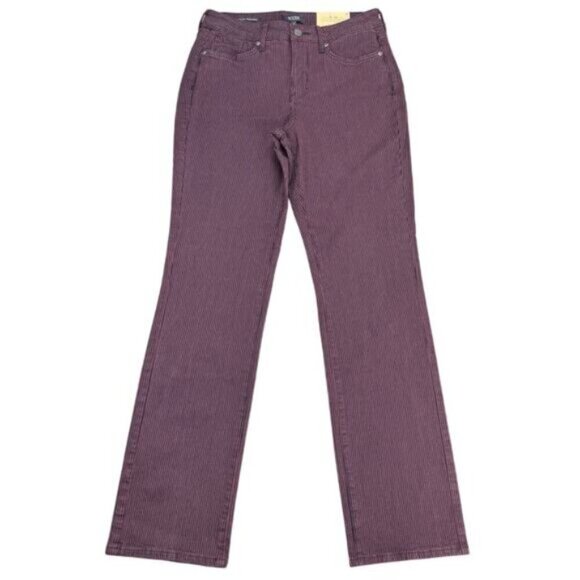 NYDJ Marilyn Bridge Cherry Stripe Straight Leg Jean Size 4 - Picture 2 of 6